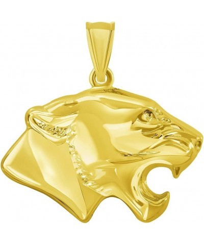 14k Yellow Gold 3D Jaguar Head Animal Pendant With Cable, Curb or Figaro Chain Necklace 24.0 Inches Curb Chain $81.70 Necklaces