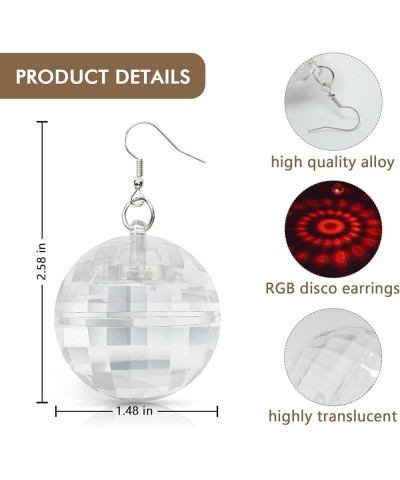 Disco Ball Earrings LED Disco Earrings Rechargeable 16 Light Modes Light Projecting Light Up Earrings for Women Colorful Flas...