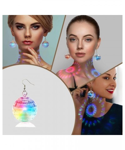 Disco Ball Earrings LED Disco Earrings Rechargeable 16 Light Modes Light Projecting Light Up Earrings for Women Colorful Flas...