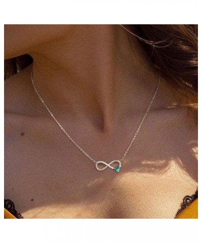 Birthstone Necklace for Women, 14K White Gold Plated Infinity Necklace Heart Shape CZ Necklace Birthstone Necklace Jewelry Va...