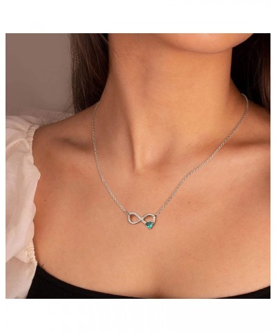 Birthstone Necklace for Women, 14K White Gold Plated Infinity Necklace Heart Shape CZ Necklace Birthstone Necklace Jewelry Va...