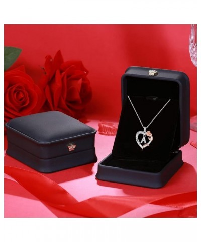 Rose Heart Necklaces Gifts for Women Girls - S925 Sterling Silver Rose Love Heart Initial Pendant Necklace Jewelry Valentines...