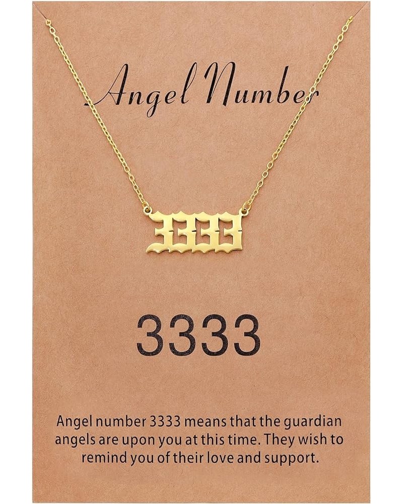 Angel Number Necklace for Women Dainty Gold Plated Number Necklace Numerology Jewelry Gifts for Women 3333 gold-plated $9.17 ...