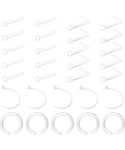 65pcs Mix Style Clear Piercing Retainer Flexible Lip Ear Nose Septum Eyebrow Nipple Tongue Rings Cartilage Tragus Earrings Re...