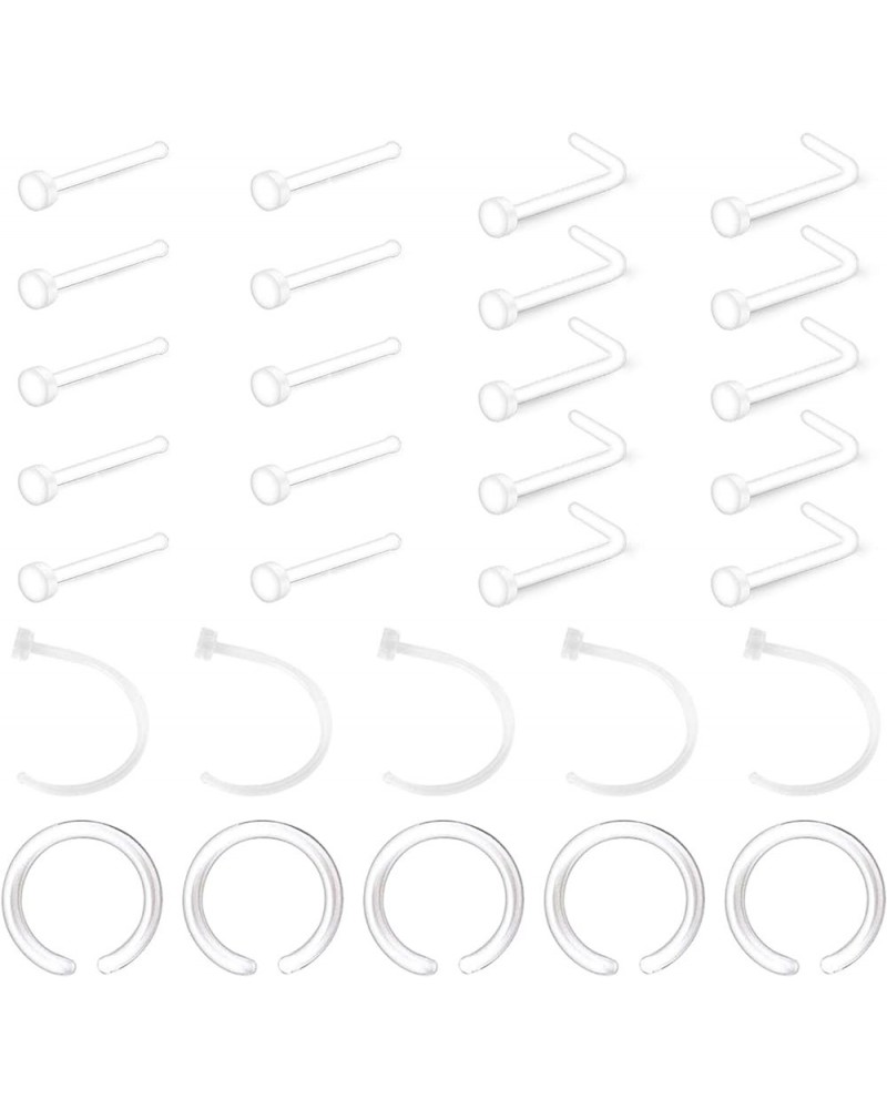 65pcs Mix Style Clear Piercing Retainer Flexible Lip Ear Nose Septum Eyebrow Nipple Tongue Rings Cartilage Tragus Earrings Re...