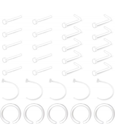 65pcs Mix Style Clear Piercing Retainer Flexible Lip Ear Nose Septum Eyebrow Nipple Tongue Rings Cartilage Tragus Earrings Re...