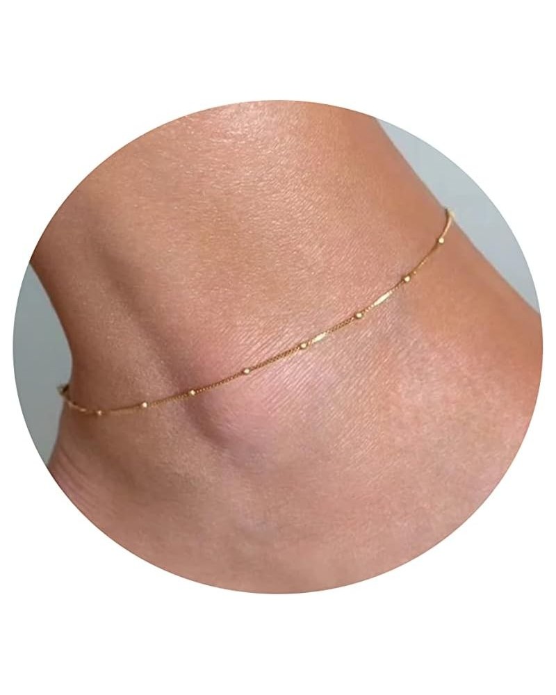 Ankle Bracelets for Women 18K Gold Plated Dainty Layering Anklets for Girls Layered Coin Chain Anklet Bracelets Stainless Ste...