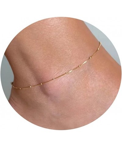 Ankle Bracelets for Women 18K Gold Plated Dainty Layering Anklets for Girls Layered Coin Chain Anklet Bracelets Stainless Ste...