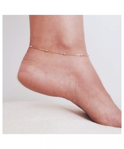 Ankle Bracelets for Women 18K Gold Plated Dainty Layering Anklets for Girls Layered Coin Chain Anklet Bracelets Stainless Ste...