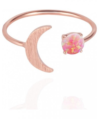 18K Rose/White/Yellow Gold Plated Moon Opal Ring, White/Green/Pink Opal, Adjustable Size Rose Gold $10.63 Rings