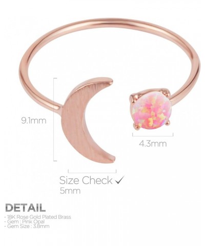 18K Rose/White/Yellow Gold Plated Moon Opal Ring, White/Green/Pink Opal, Adjustable Size Rose Gold $10.63 Rings