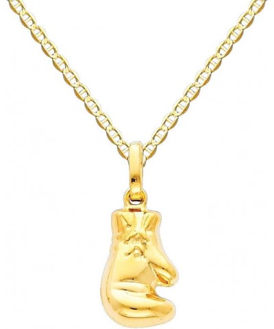 14k Yellow Gold Boxing Glove Charm Pendant with 1.5mm Flat Mariner Chain Necklace 16.0 Inches $81.20 Necklaces