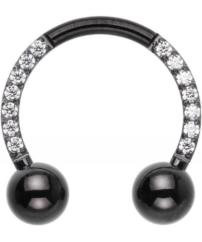 16GA 316L Stainless Steel CZ Crystal Lined Front Facing Circular Horseshoe Barbell Black $8.65 Body Jewelry