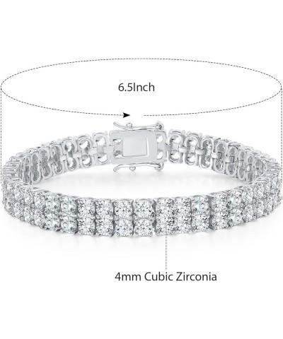 Tennis Bracelets for Women Men 18K Yellow Gold/White Gold Plated 2 Row 3.0 Round Cubic Zirconia Tennis Bracelet Iced Out Hip ...