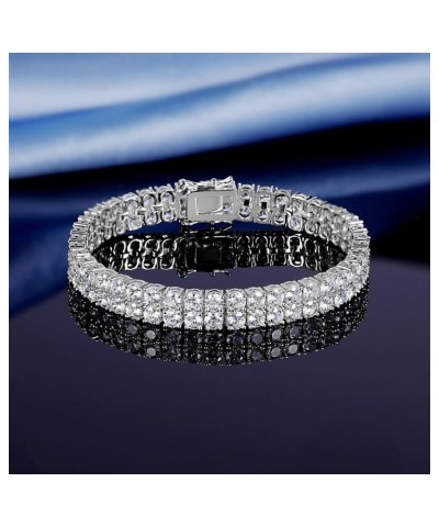 Tennis Bracelets for Women Men 18K Yellow Gold/White Gold Plated 2 Row 3.0 Round Cubic Zirconia Tennis Bracelet Iced Out Hip ...