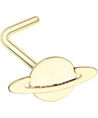 Golden Saturn Planet L-Shape Nose Ring $9.17 Body Jewelry