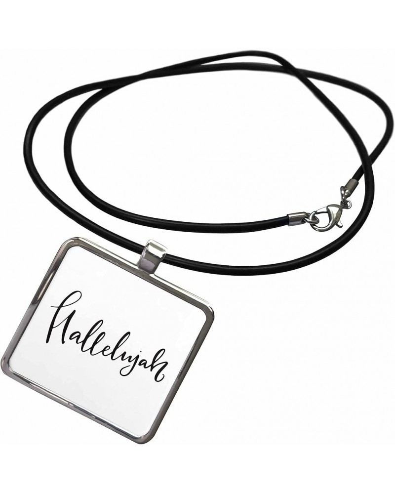 Hallelujah in Calligraphy - Necklace With Pendant (ncl-362621) Necklace With Rectangle Pendant $10.07 Necklaces