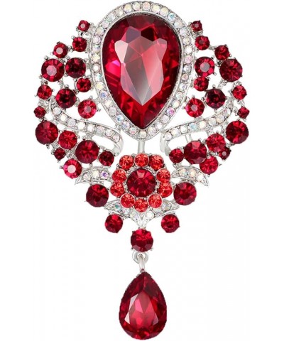 All-Match Accessories Brooches Wedding Bridal Big Crystal Rhinestone Bouquet Brooch Pin for Women Red 1 $10.25 Others