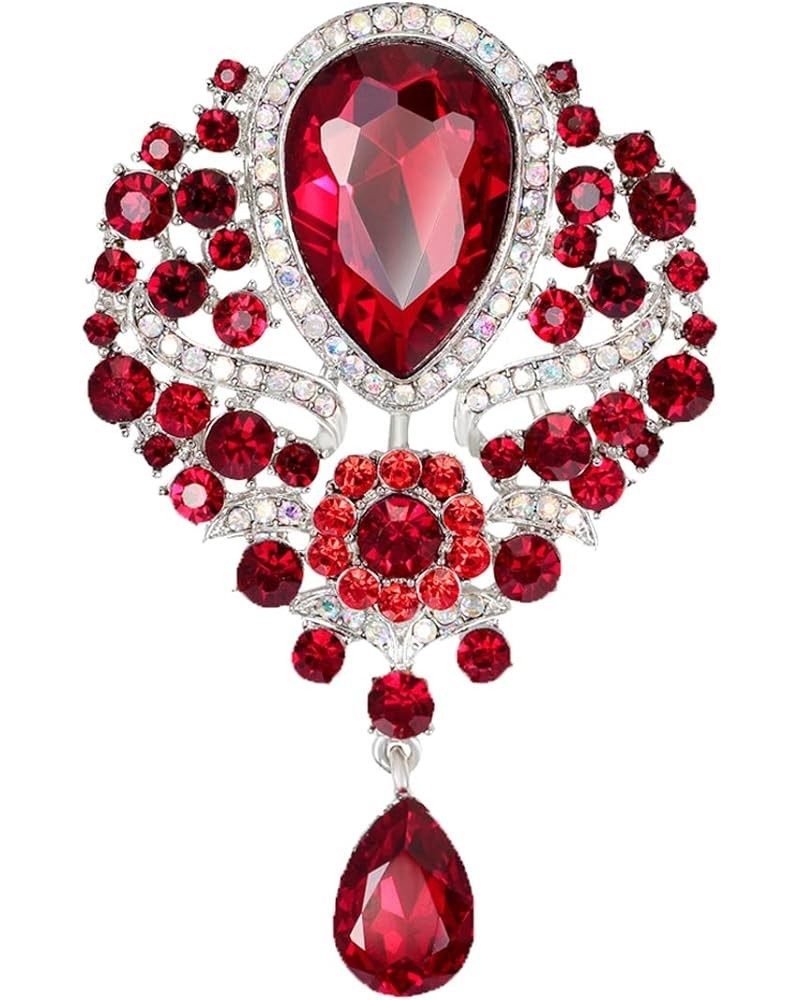 All-Match Accessories Brooches Wedding Bridal Big Crystal Rhinestone Bouquet Brooch Pin for Women Red 1 $10.25 Others