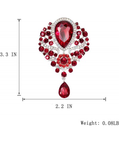 All-Match Accessories Brooches Wedding Bridal Big Crystal Rhinestone Bouquet Brooch Pin for Women Red 1 $10.25 Others