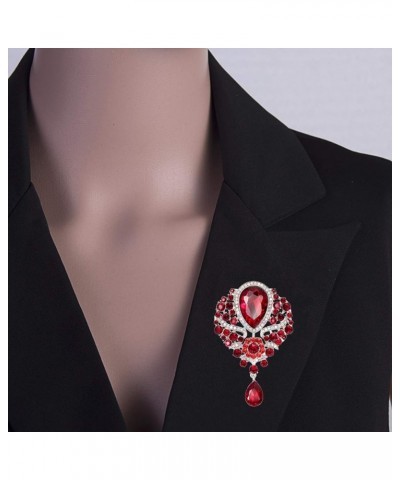 All-Match Accessories Brooches Wedding Bridal Big Crystal Rhinestone Bouquet Brooch Pin for Women Red 1 $10.25 Others