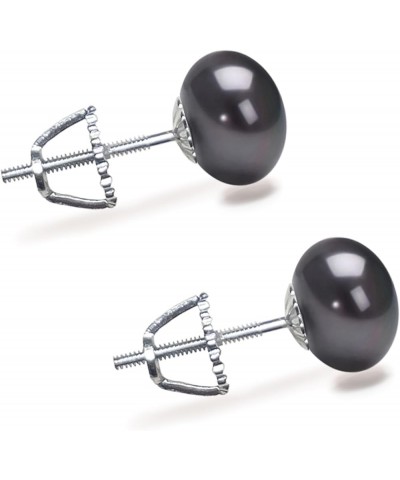 6-11mm Black Freshwater Cultured Pearl Earrings Stud for Women 925 Sterling Silver Push Back or Screw Back Settings AA Qualit...