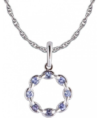 10k White Gold Genuine Round Tanzanite Circle Pendant Necklace $55.00 Necklaces