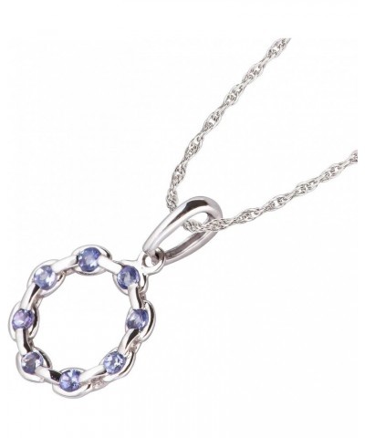 10k White Gold Genuine Round Tanzanite Circle Pendant Necklace $55.00 Necklaces