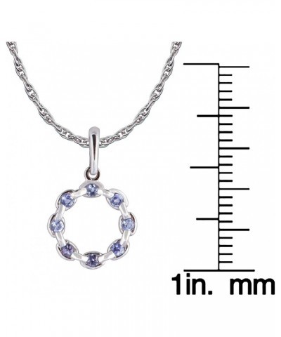 10k White Gold Genuine Round Tanzanite Circle Pendant Necklace $55.00 Necklaces