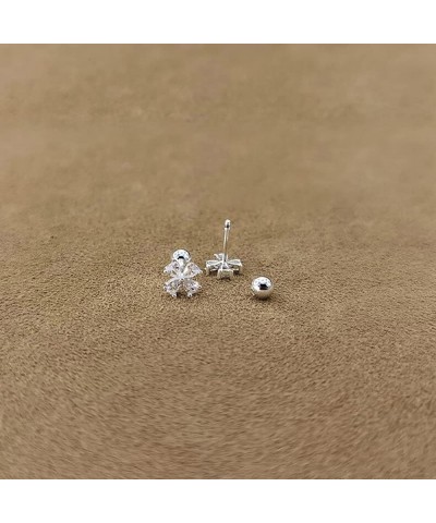 Cute Four Leaf Clover Cartilage Tiny Stud Earrings Hypoallergenic 925 Sterling Silver Cubic Zirconia Crystal Flower Tragus Pi...