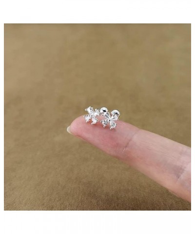 Cute Four Leaf Clover Cartilage Tiny Stud Earrings Hypoallergenic 925 Sterling Silver Cubic Zirconia Crystal Flower Tragus Pi...