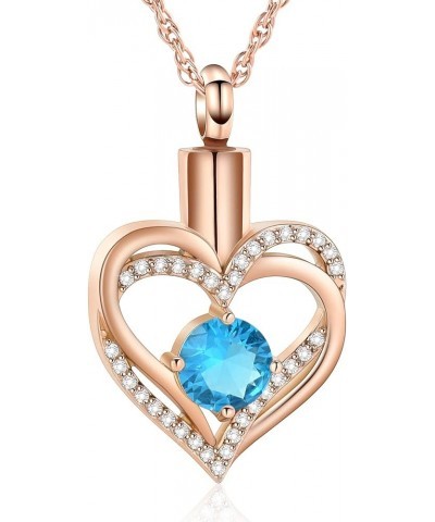 Cremation Jewelry Heart Birthstone Urn Necklace for Women, Love Heart Pendant Necklace for Ashes Pendant Jewelry for Women Cr...