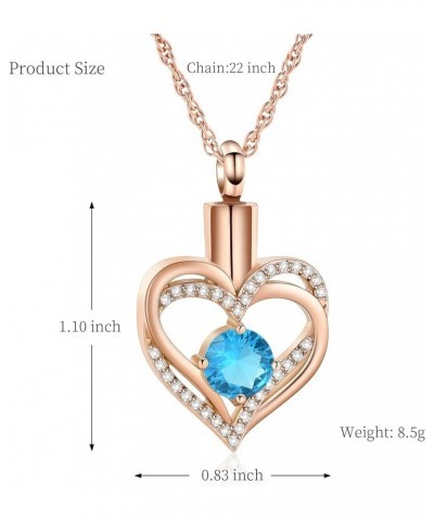 Cremation Jewelry Heart Birthstone Urn Necklace for Women, Love Heart Pendant Necklace for Ashes Pendant Jewelry for Women Cr...