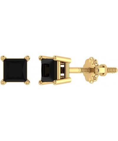 Black Diamond Stud Earrings for Women Men Princess Cut 14K Gold Gift Box Authenticity Cards Yellow Gold 0.25 carats $59.16 Ea...