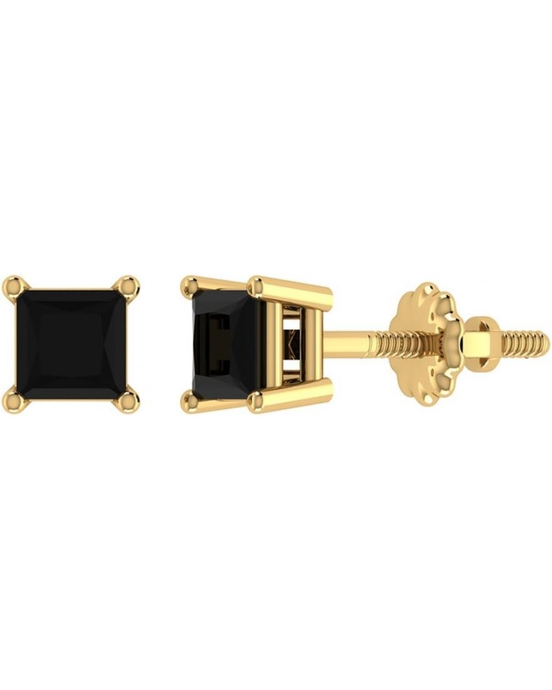 Black Diamond Stud Earrings for Women Men Princess Cut 14K Gold Gift Box Authenticity Cards Yellow Gold 0.25 carats $59.16 Ea...