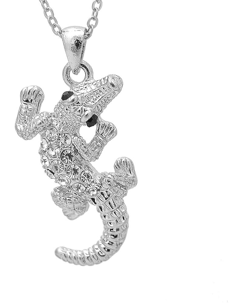 Crystal Wrenching Alligator Necklace silver-plated-base $8.69 Necklaces