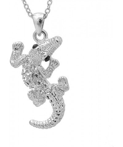 Crystal Wrenching Alligator Necklace silver-plated-base $8.69 Necklaces