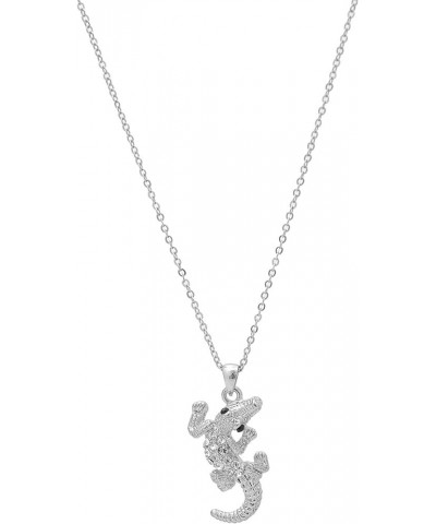 Crystal Wrenching Alligator Necklace silver-plated-base $8.69 Necklaces