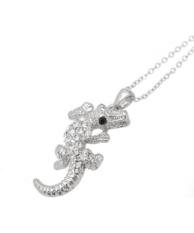 Crystal Wrenching Alligator Necklace silver-plated-base $8.69 Necklaces