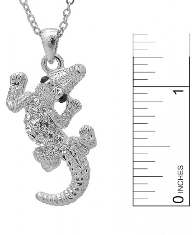 Crystal Wrenching Alligator Necklace silver-plated-base $8.69 Necklaces