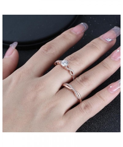 Queena Bridal Wedding Ring Set for Women Rose Gold Over Sterling Silver Engagement Ring With Matching Band |Clear 1 Carat CZ ...