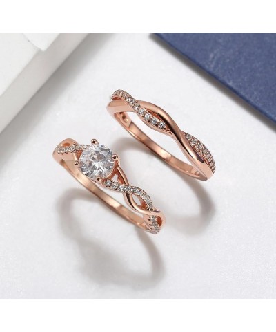 Queena Bridal Wedding Ring Set for Women Rose Gold Over Sterling Silver Engagement Ring With Matching Band |Clear 1 Carat CZ ...