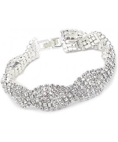 Womens Clear Rhinestones Braid Link Silver Tennis Bracelet Wedding Jewelry $7.27 Bracelets