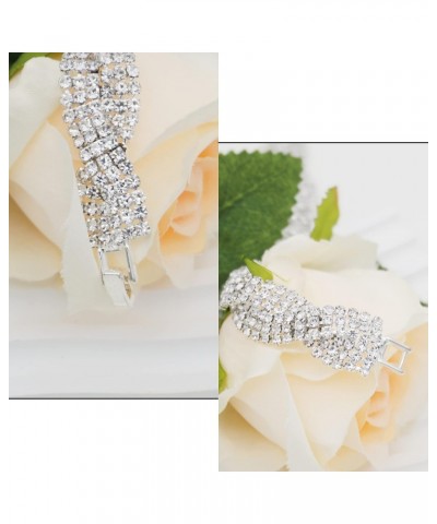 Womens Clear Rhinestones Braid Link Silver Tennis Bracelet Wedding Jewelry $7.27 Bracelets