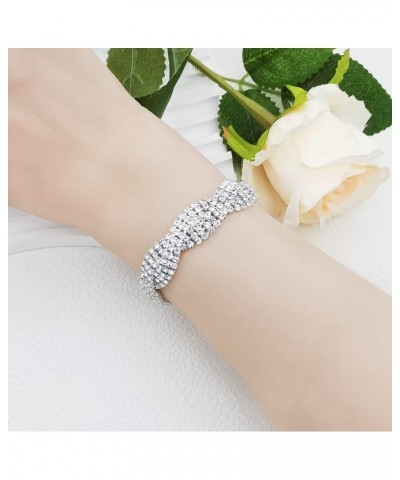 Womens Clear Rhinestones Braid Link Silver Tennis Bracelet Wedding Jewelry $7.27 Bracelets