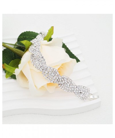 Womens Clear Rhinestones Braid Link Silver Tennis Bracelet Wedding Jewelry $7.27 Bracelets