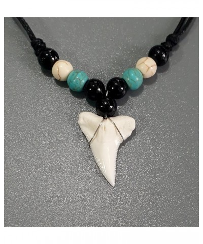 Genuine Shark Tooth Necklace, Mako Shark Tooth Necklace for Men, Ocean Inspired Handmade Beads Surfer Shark Tooth Necklace fo...