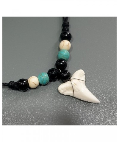 Genuine Shark Tooth Necklace, Mako Shark Tooth Necklace for Men, Ocean Inspired Handmade Beads Surfer Shark Tooth Necklace fo...