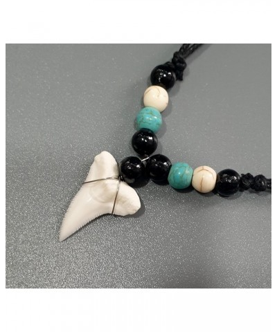 Genuine Shark Tooth Necklace, Mako Shark Tooth Necklace for Men, Ocean Inspired Handmade Beads Surfer Shark Tooth Necklace fo...