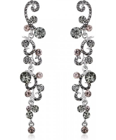 Bridal Flower Wave Austrian Crystal Dangle Earrings Grey Silver-Tone $9.68 Earrings